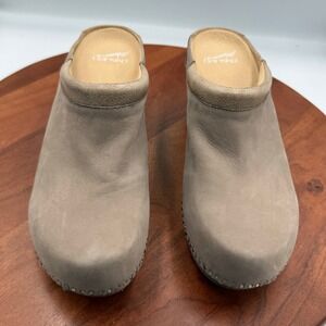 Dansko Sammy Mule Clogs Suede Women Size EU 42/US 11.5 Taupe Nubuck Leather